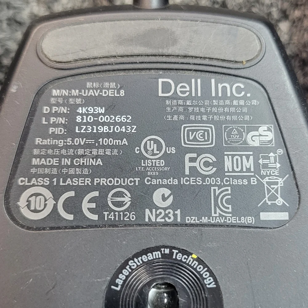 (Lot of 3) Dell USB Mice M-UAV-DEL8 Computer Optical Scroll Wheel Mouse - 4K93W
